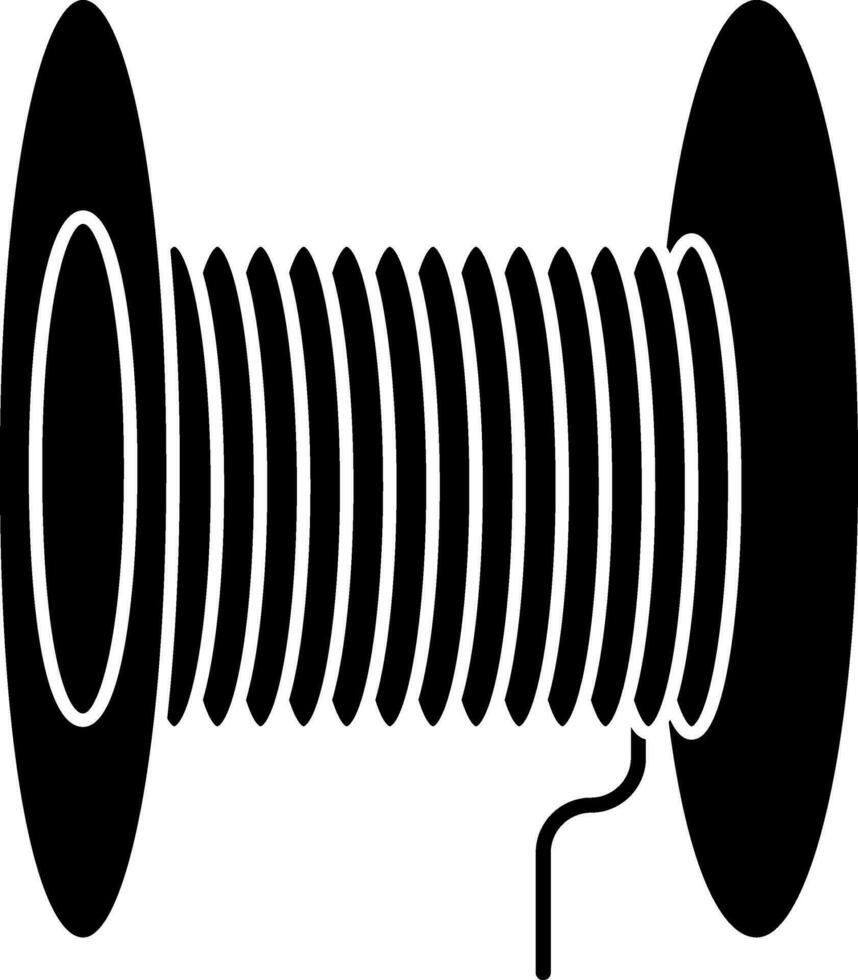 kabel haspel of spoel icoon in zwart en wit kleur. vector