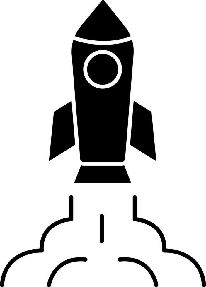 raket icoon in zwart en wit kleur. vector