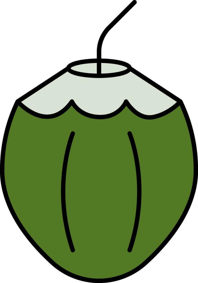 groen en zwart kokosnoot drinken icoon in vlak stijl. vector