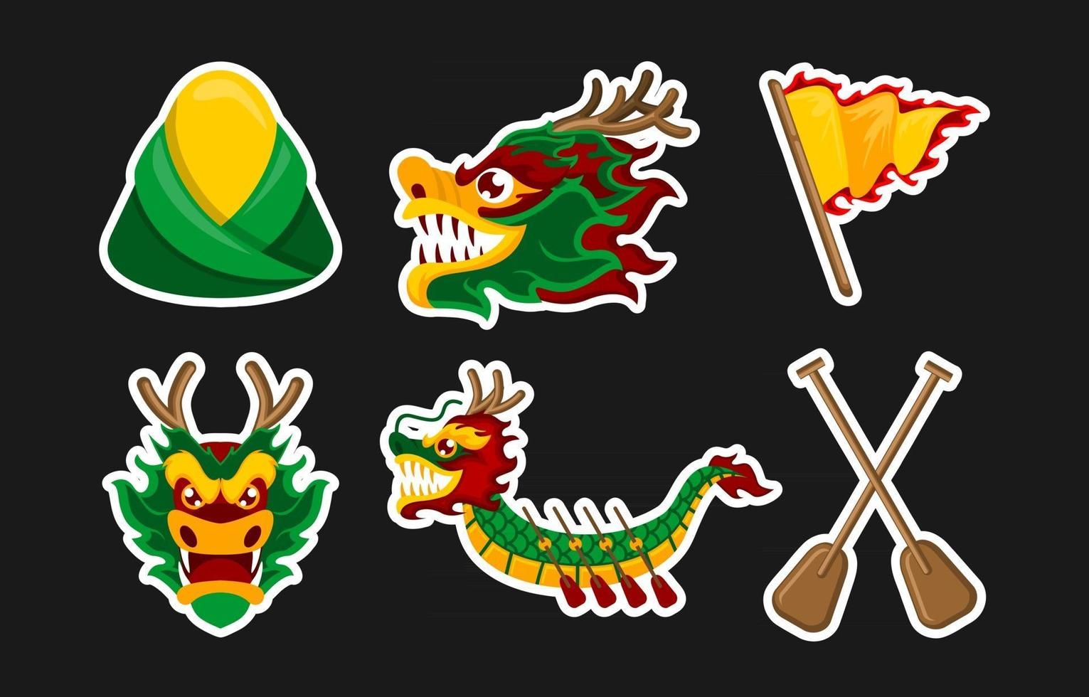 drakenboot festival stickerset vector