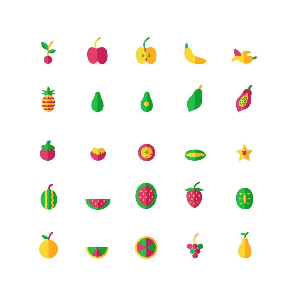 fruit icon set vector plat voor website mobiele app presentatie sociale media geschikt voor gebruikersinterface en gebruikerservaring