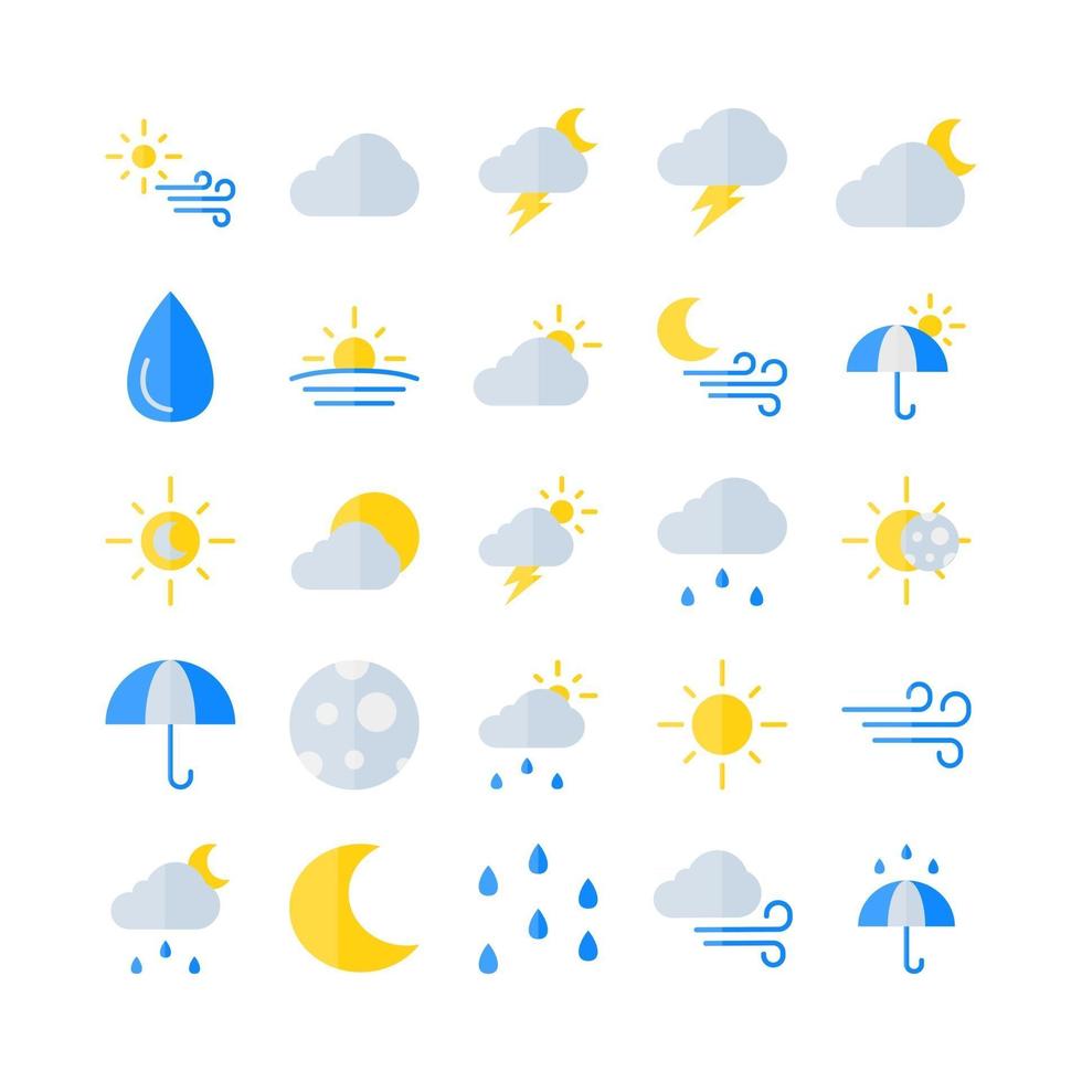 weerpictogram set vector plat voor website mobiele app presentatie sociale media geschikt voor gebruikersinterface en gebruikerservaring