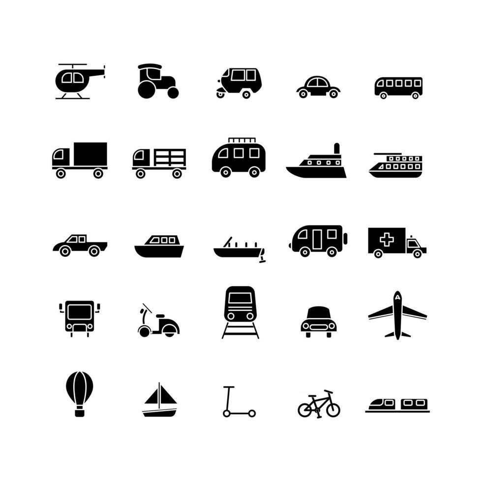 transport icon set vector solide voor website mobiele app presentatie sociale media geschikt voor gebruikersinterface en gebruikerservaring