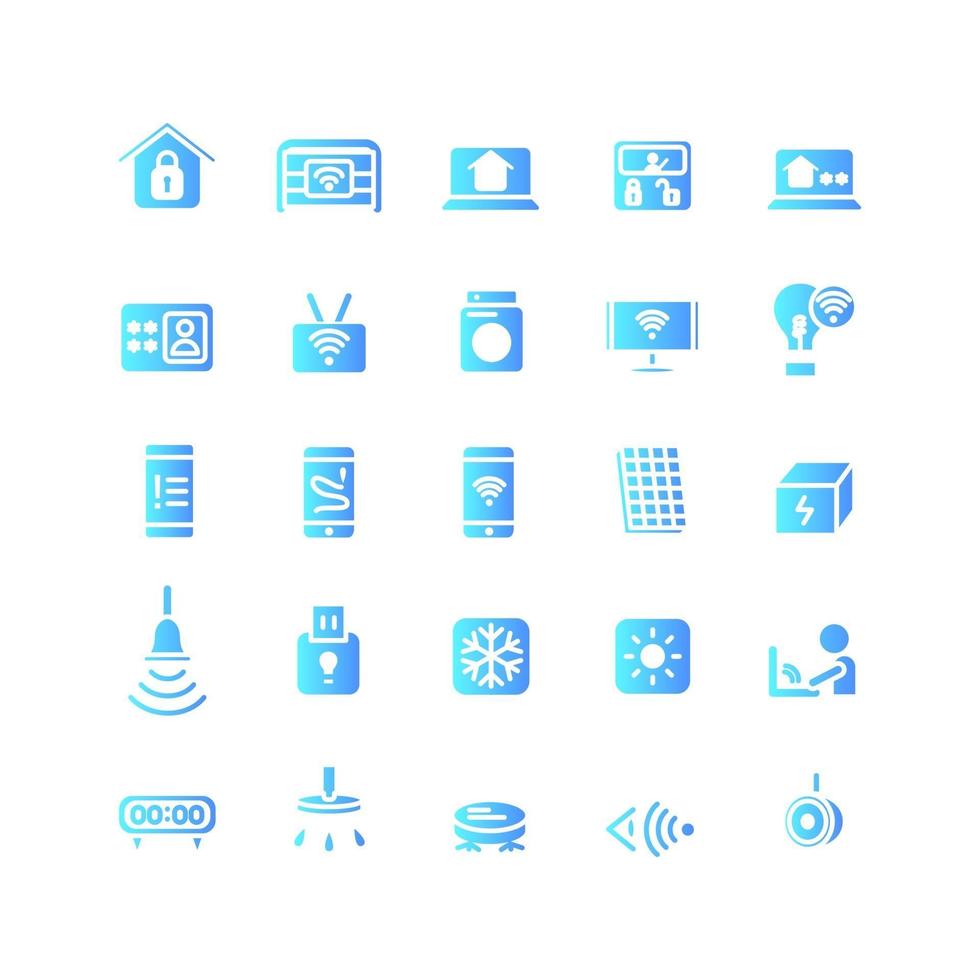 smart home icon set vector verloop voor website mobiele app presentatie sociale media geschikt voor gebruikersinterface en gebruikerservaring