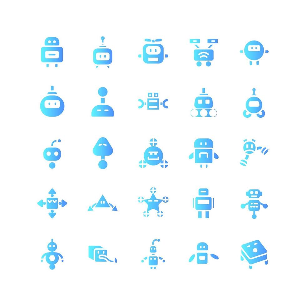 robot icon set vector verloop voor website mobiele app presentatie sociale media geschikt voor gebruikersinterface en gebruikerservaring