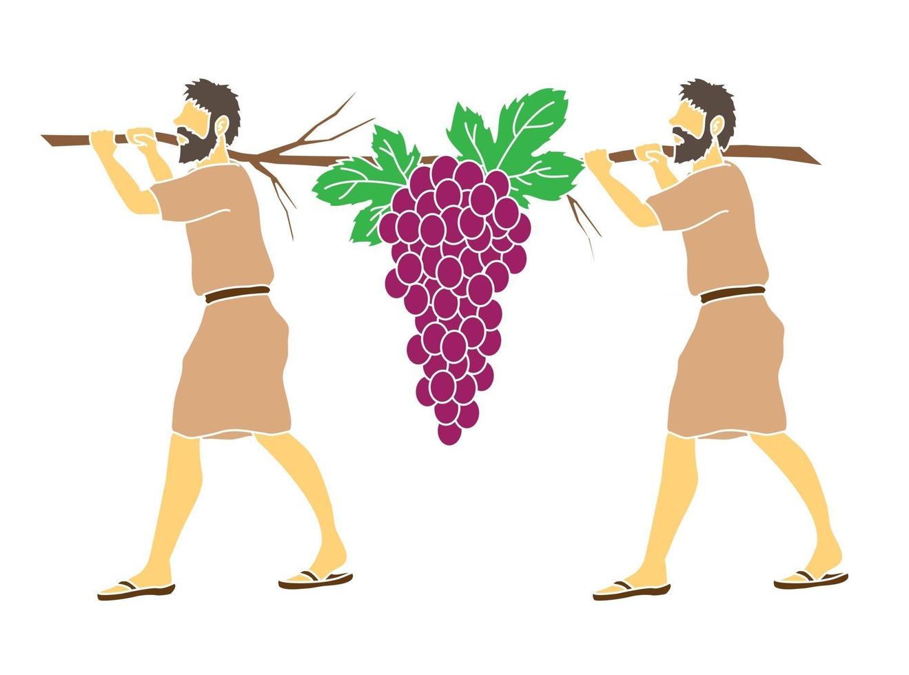 tekenfilm twee spionnen van israël die druiven van kanaän dragen vector