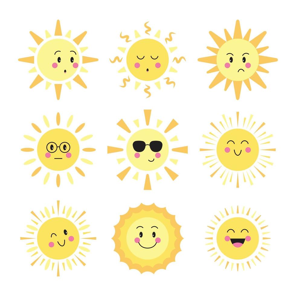 zon emoji-uitdrukkingen vector