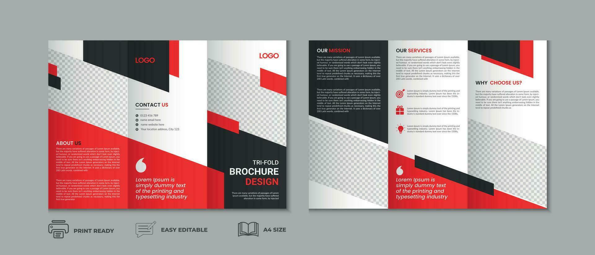 professioneel schoon modern en zakelijke drievoud brochure sjabloon, drie vouwen Hoes bladzijde, drie vouwen brochure achtergrond lay-out ontwerp met mockup vector