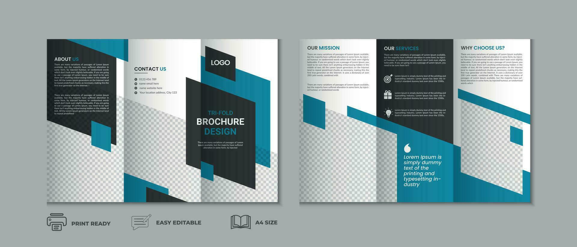 professioneel schoon modern en zakelijke drievoud brochure sjabloon, drie vouwen Hoes bladzijde, drie vouwen brochure achtergrond lay-out ontwerp met mockup vector