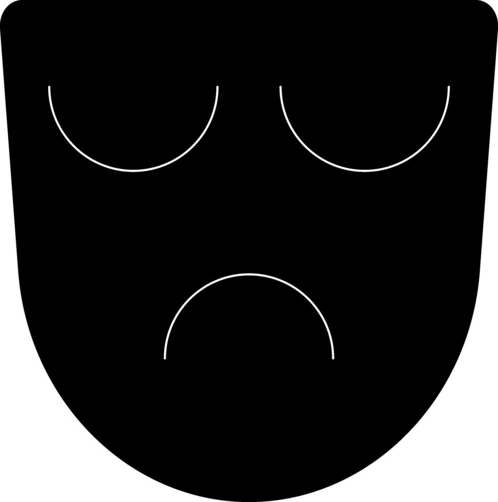 geïsoleerd zwart en wit droefheid masker. glyph icoon of symbool. vector