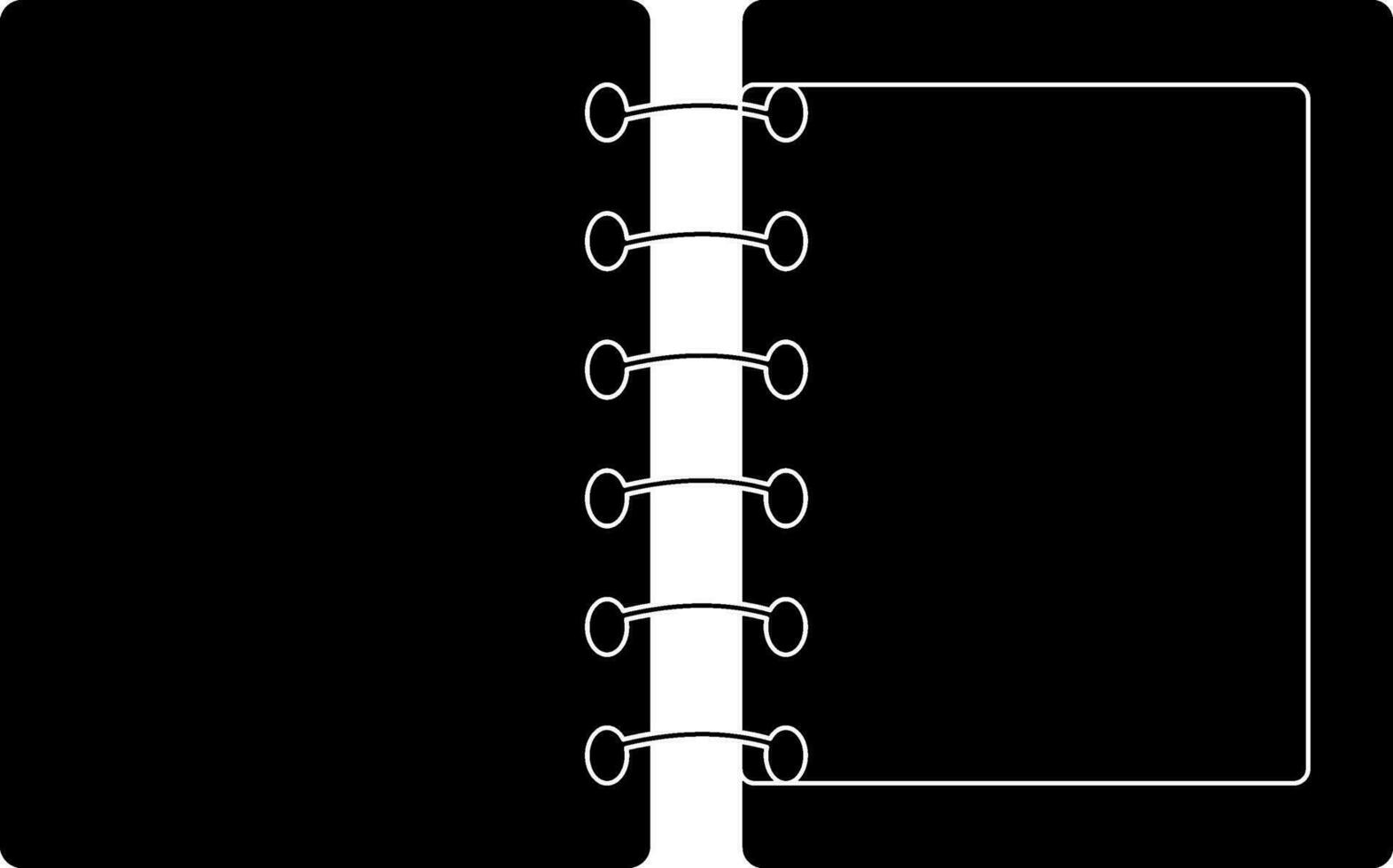 zwart en wit Open dagboek in vlak stijl. glyph icoon of symbool. vector