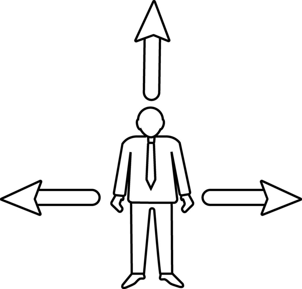 illustratie van werknemer icoon met drie richting van pijl. vector