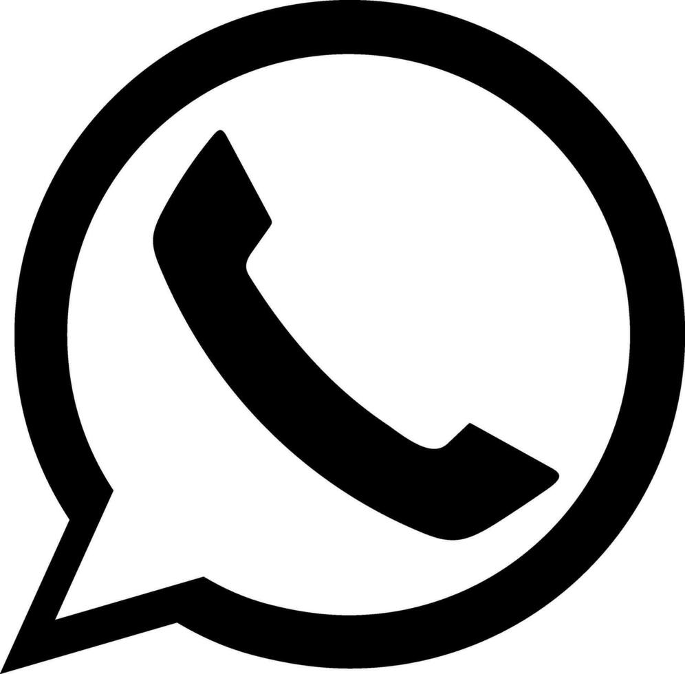 WhatsApp logo in zwart en wit kleur. vector