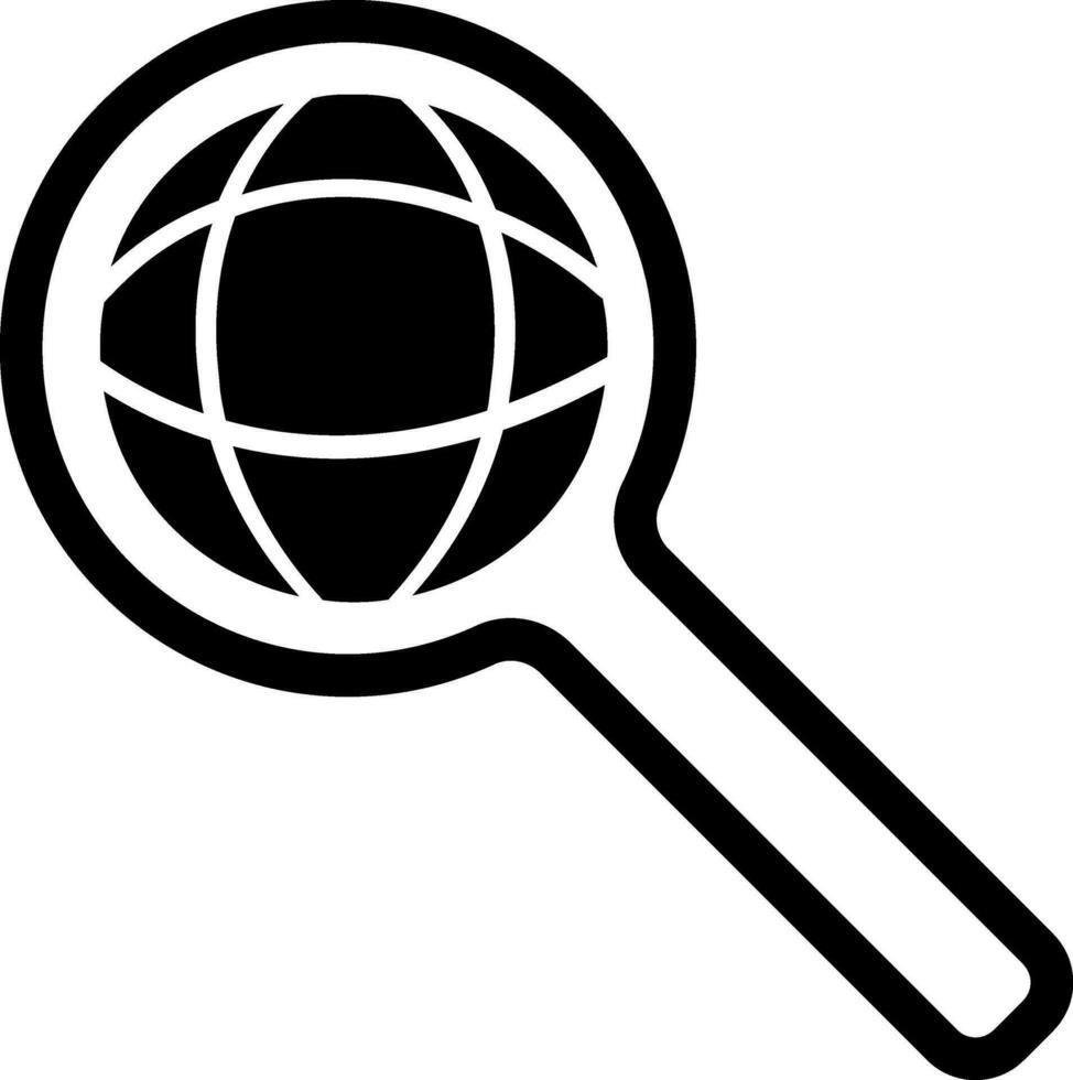 wereldbol met zoeken plaats icoon in zwart en wit kleur. vector