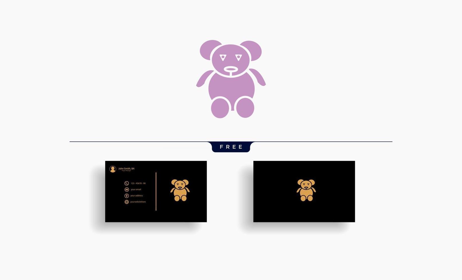 teddybeer pop pictogram ontwerp vector gratis visitekaartje ontwerp