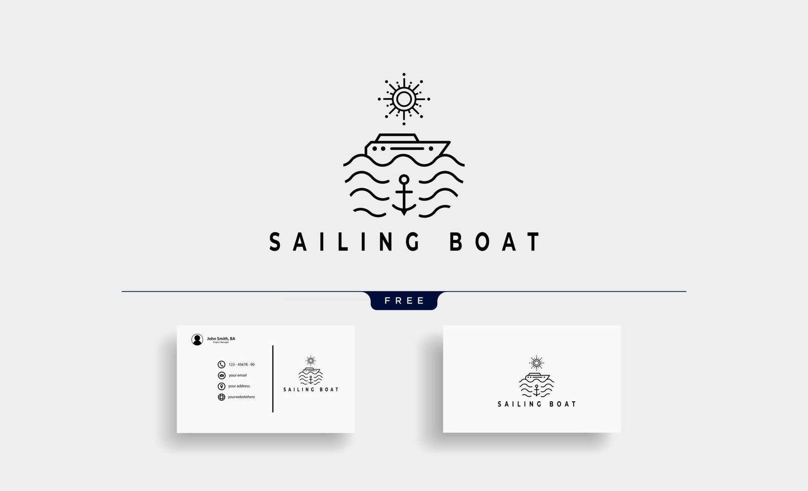 zeilboot logo badge lijn vector ontwerp illustratie