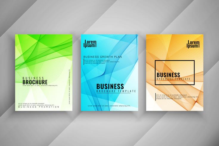 Abstracte elegante golvende zakelijke brochure set vector