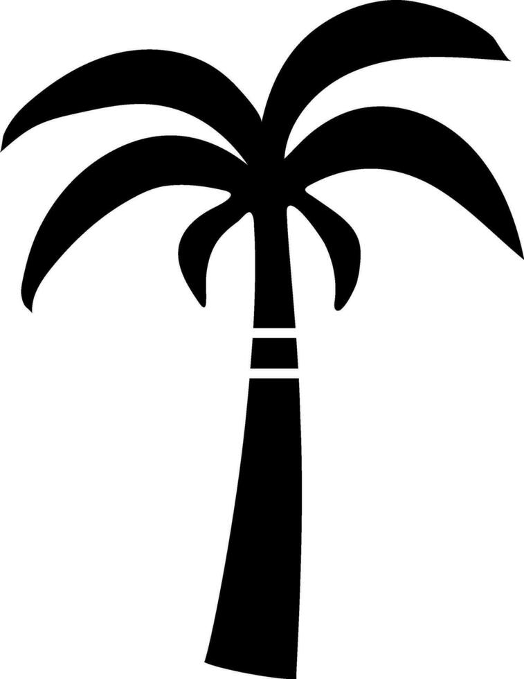 zwart en wit icoon kokosnoot boom in vlak stijl vector
