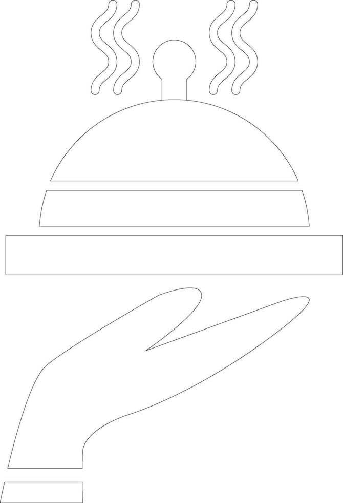 dun lijn icoon van Holding cloche voor restaurant teken. vector