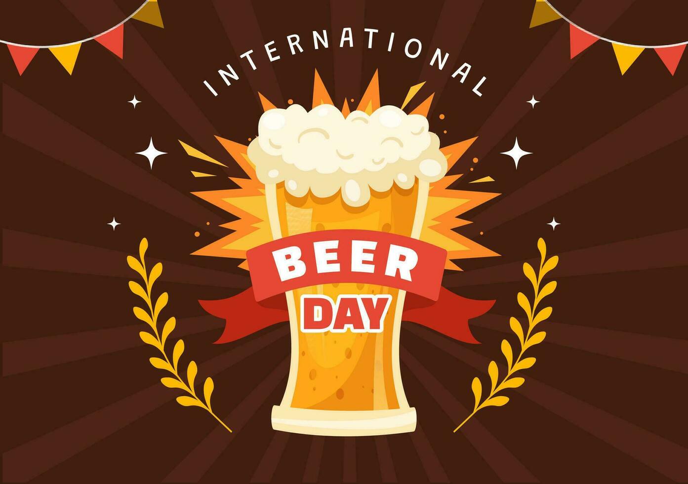 Internationale bier dag vector illustratie met proost bieren viering in vlak tekenfilm hand- getrokken landen bladzijde achtergrond Sjablonen