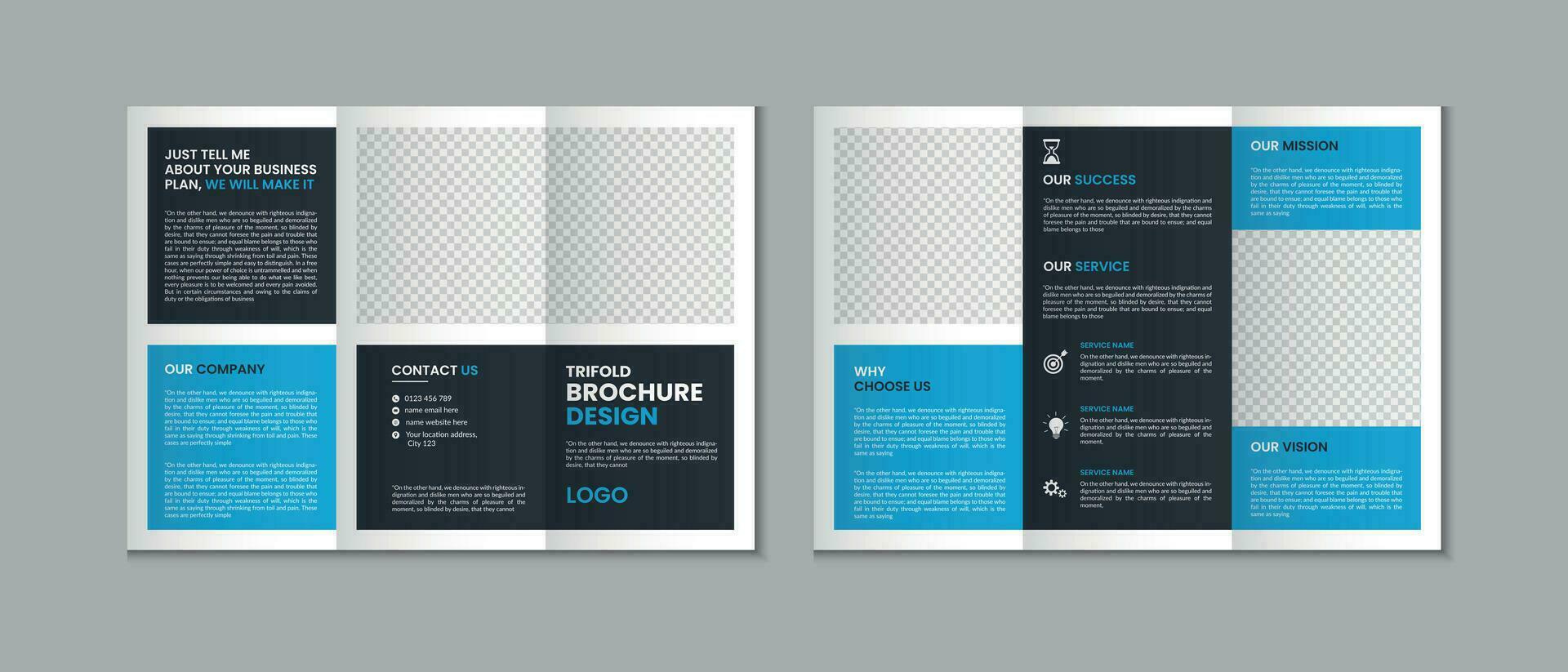 professioneel schoon modern en zakelijke divers kleurrijk uniek drievoud brochure sjabloon, drie vouwen Hoes bladzijde, drie vouwen presentatie, tweevoudig brochure lay-out ontwerp met mockup vector