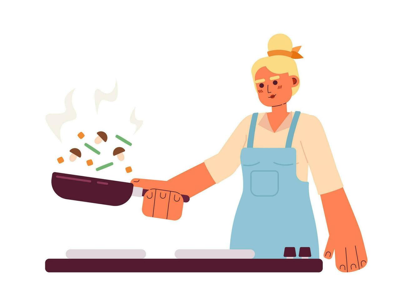 jong blond vrouw bakken groenten semi vlak kleurrijk vector karakter. bewerkbare voor de helft lichaam Kaukasisch Koken persoon Aan wit. gemakkelijk tekenfilm plek illustratie voor web grafisch ontwerp