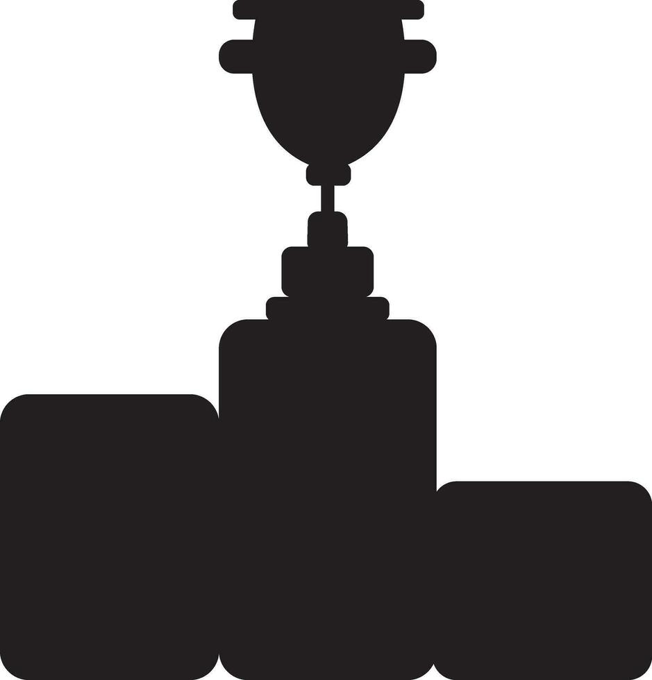 zwart trofee kop Aan podium. glyph icoon of symbool. vector