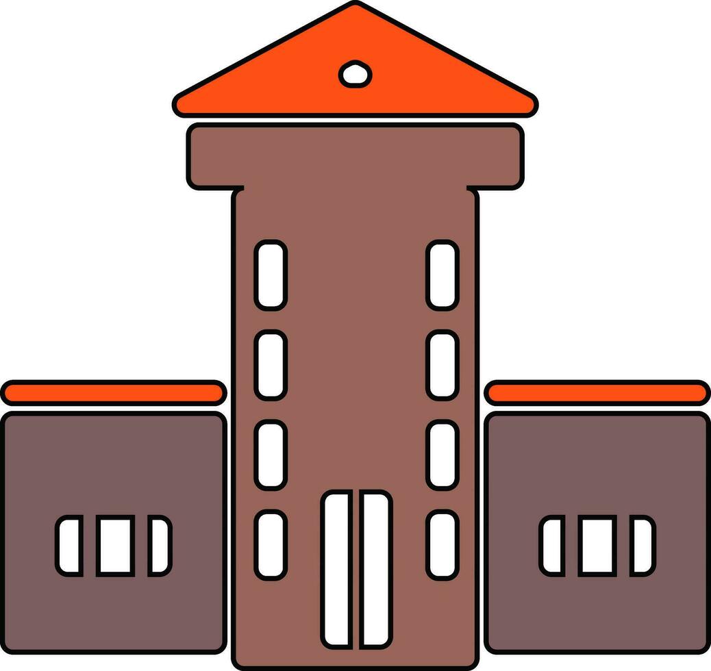 gebouw in bruin en oranje kleur. vector