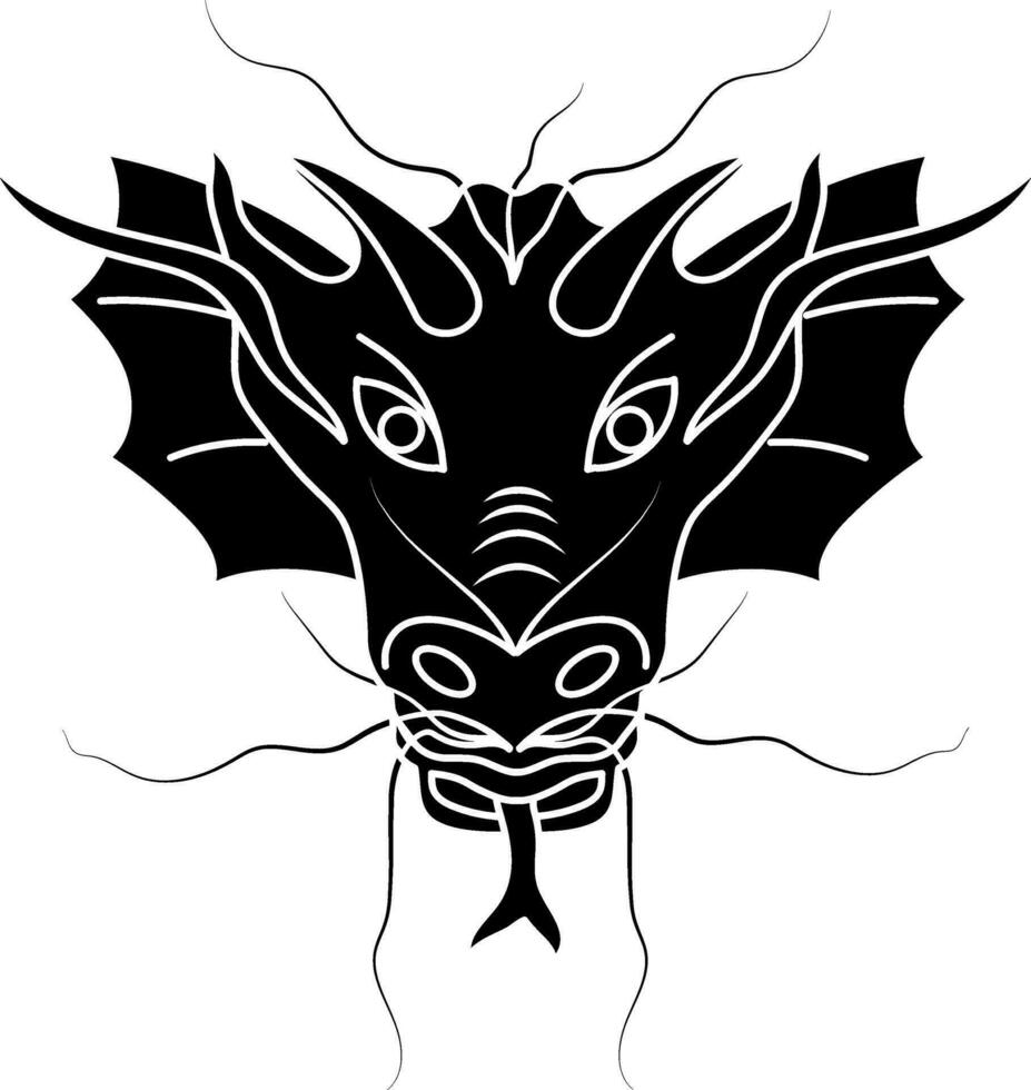 dier van Chinese dierenriem symbool in draak gezicht in zwart. vector