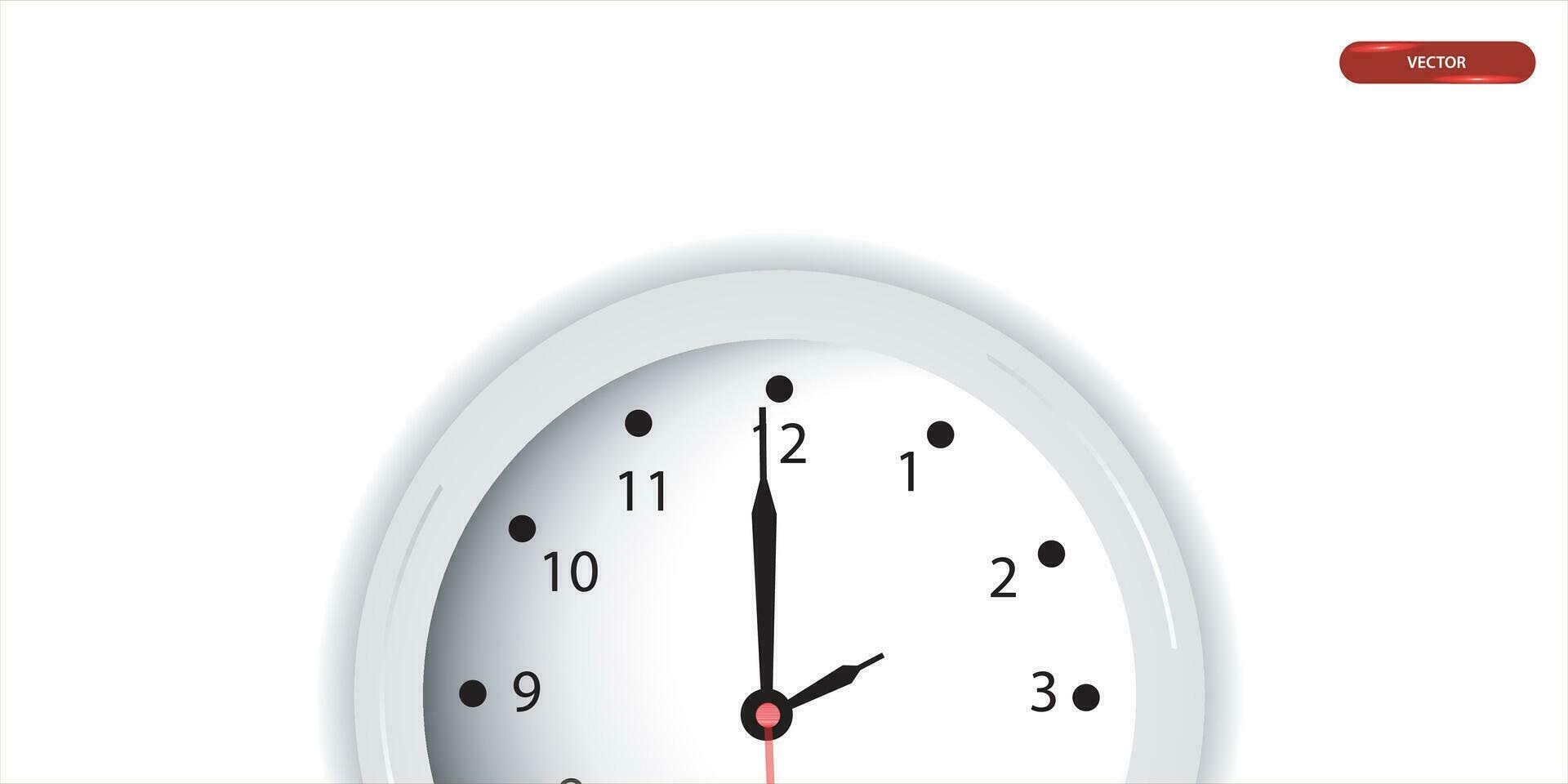 vector muur klok met uur en seconde, minuut handen Aan wit achtergrond