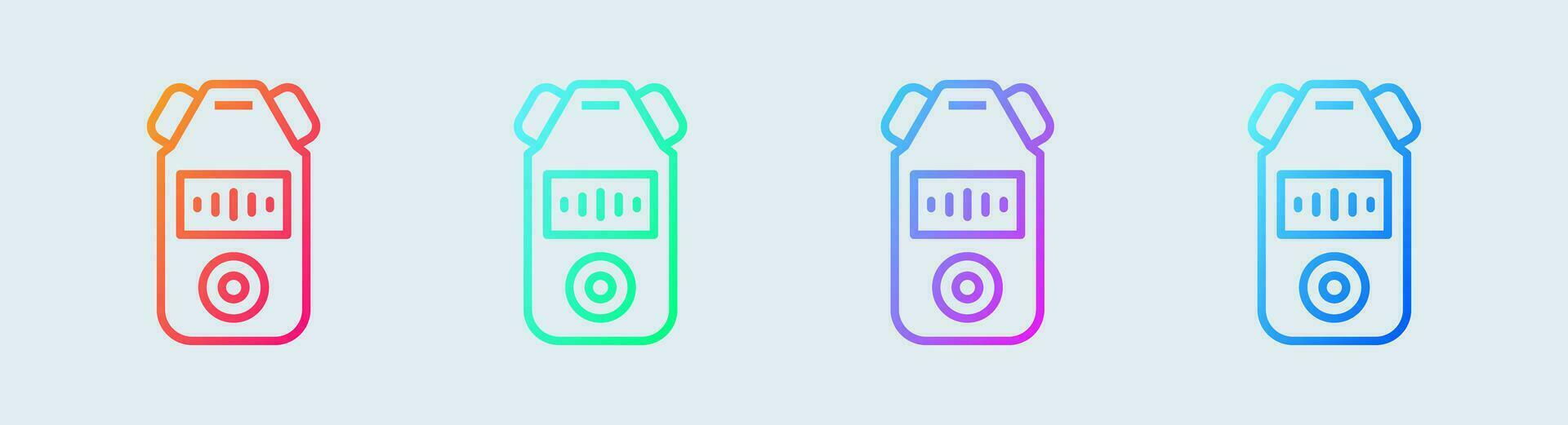 audio opnemer lijn icoon in helling kleuren. geluid tekens vector illustratie.