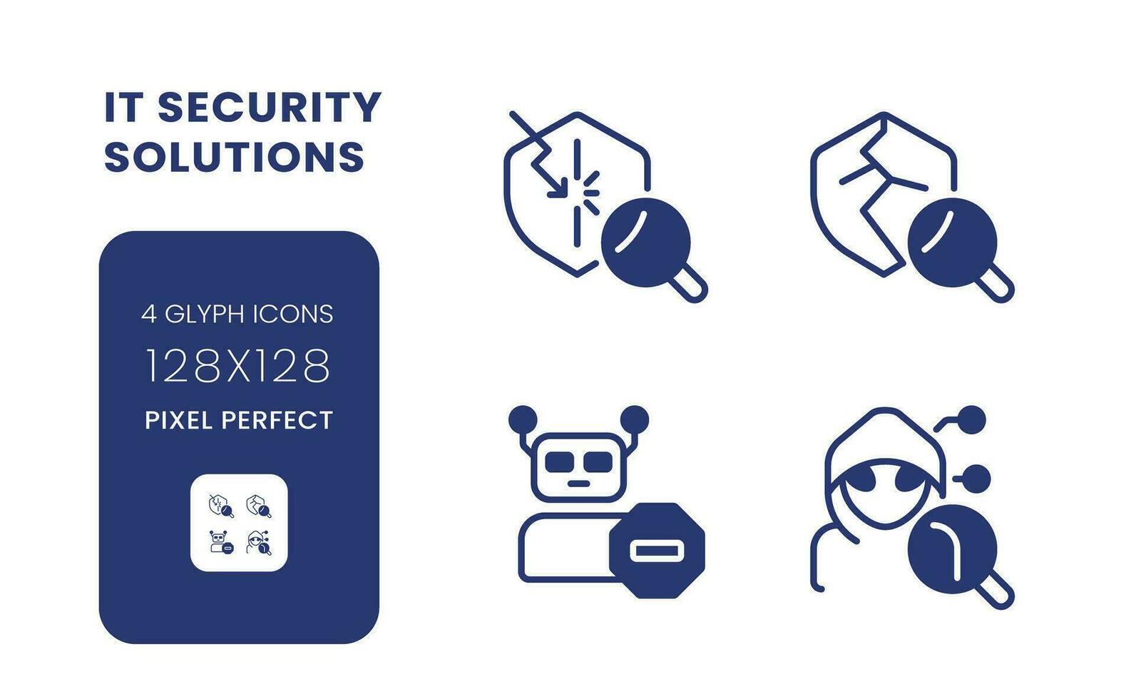 cyberveiligheid oplossingen zwart solide bureaublad pictogrammen pak. hacken preventie. bot verkeer detectie. pixel perfect 128x128, schets 4px. symbolen Aan wit ruimte. glyph pictogrammen. geïsoleerd vector afbeeldingen