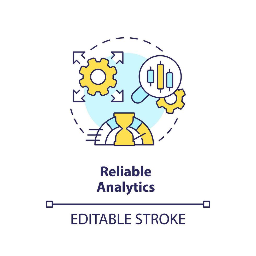 betrouwbaar analytics concept icoon. snel onderhoud. gegevens meer architectuur abstract idee dun lijn illustratie. geïsoleerd schets tekening. bewerkbare beroerte vector