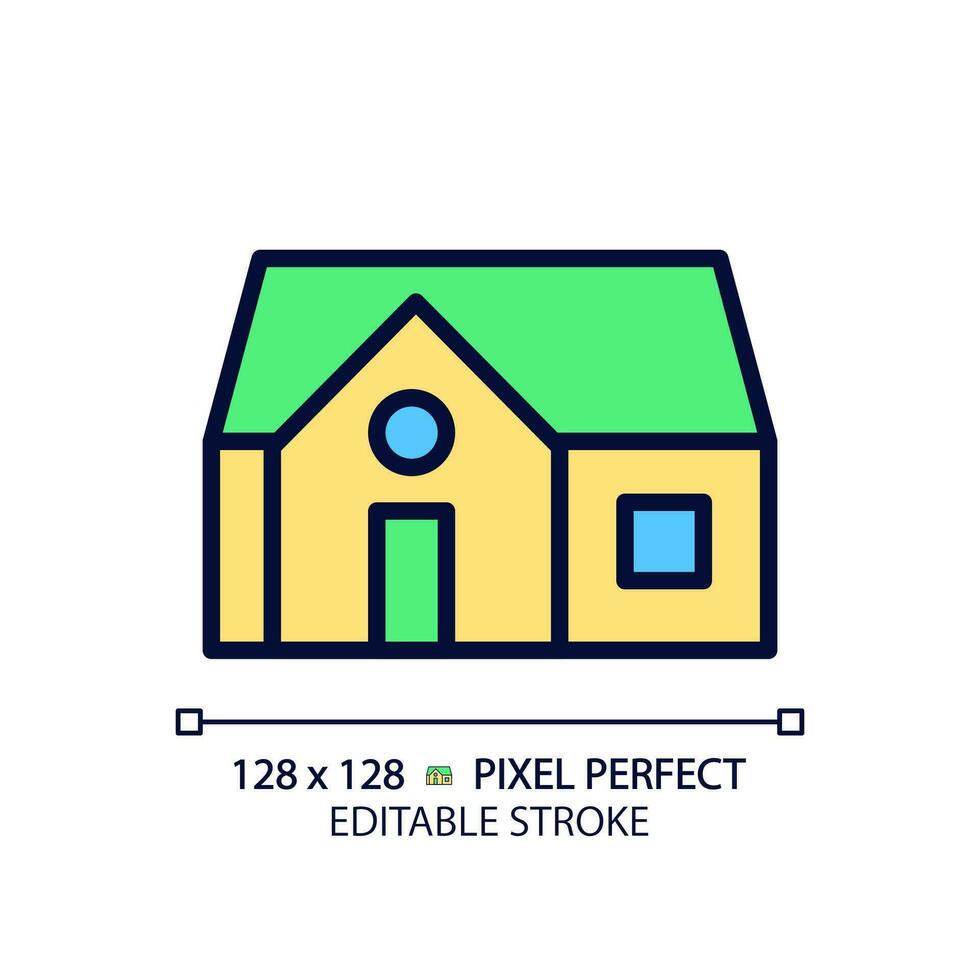 single verhaal huis pixel perfect rgb kleur icoon. compact huis voor een familie. aankoop echt landgoed. vrijstaand gebouw. geïsoleerd vector illustratie. gemakkelijk gevulde lijn tekening. bewerkbare beroerte