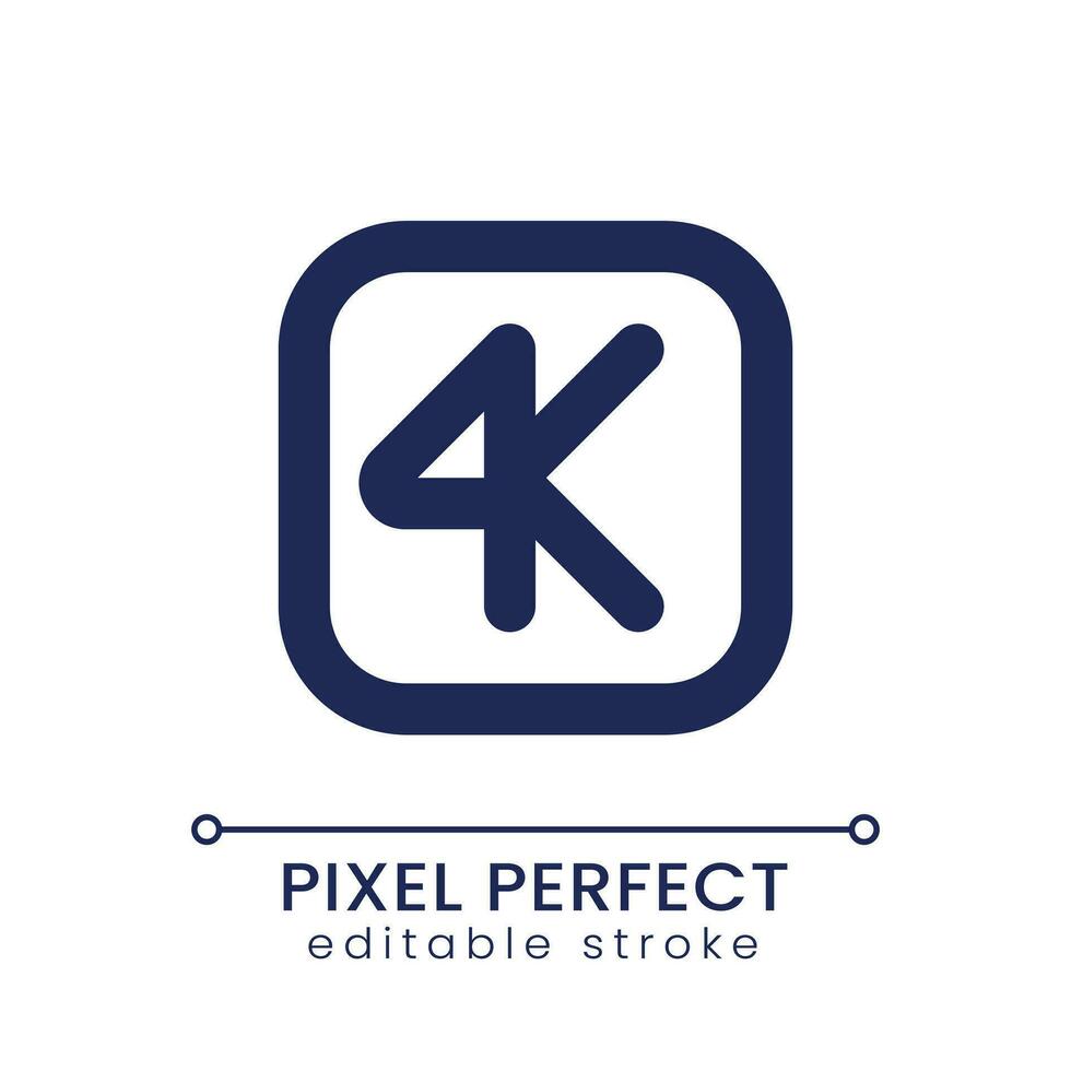 4k resolutie pixel perfect lineair ui icoon. Kiezen hoog kwaliteit. video formaat. bewerken software. gui, ux ontwerp. schets geïsoleerd gebruiker koppel element voor app en web. bewerkbare beroerte vector