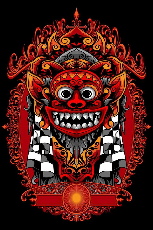 illustratie van barong Bali batik rood afbeeldingen naar worden gedrukt op hoodies, t-shirts en stickers vector