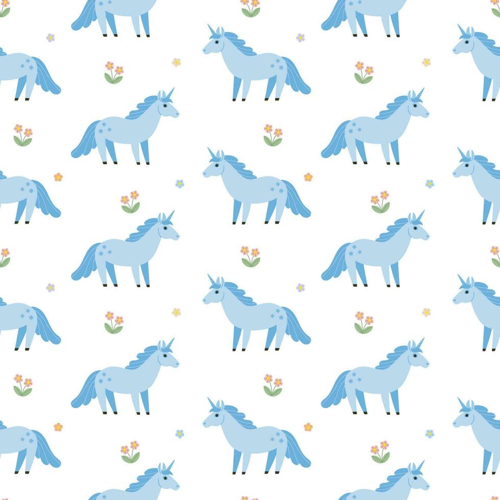 blauw baby eenhoorn patroon vector illustratie