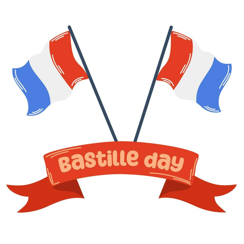 gelukkig Bastille dag. Frans nationaal dag poster. vlak vector illustratie geïsoleerd Aan wit achtergrond