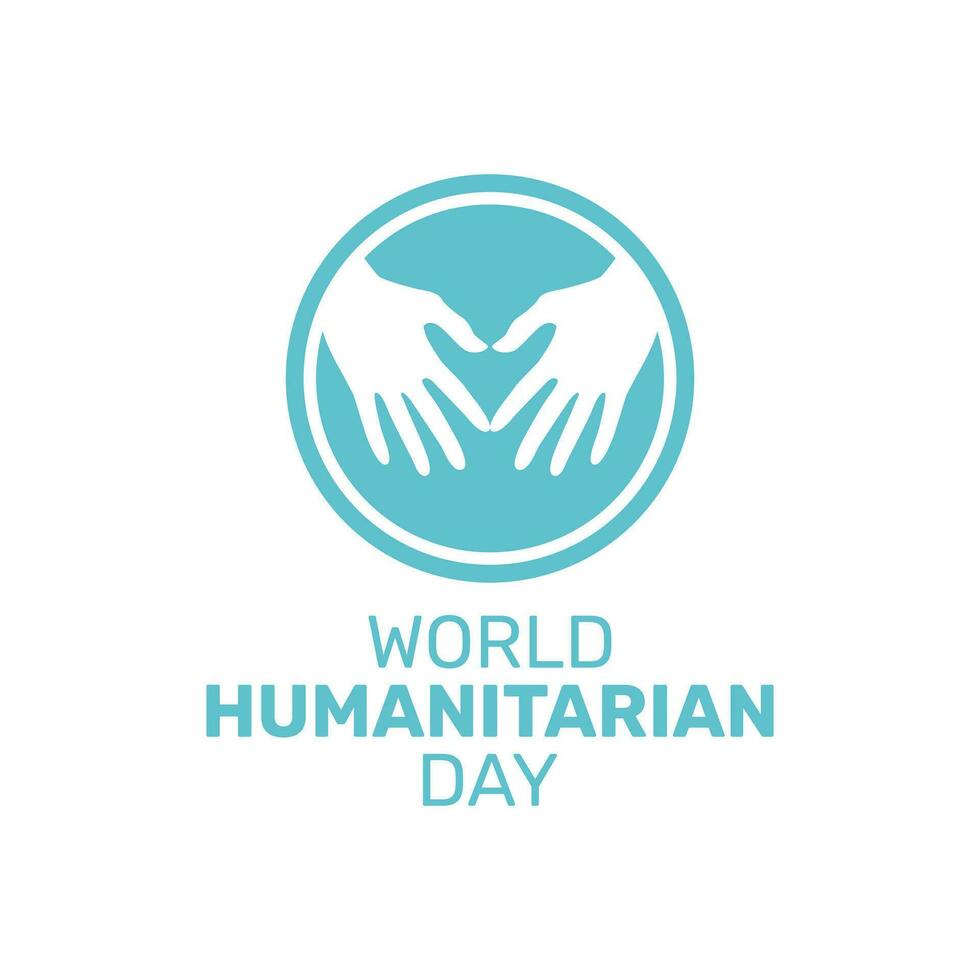 wereld humanitair dag met twee handen vormen een hart in een vlak ontwerp vector