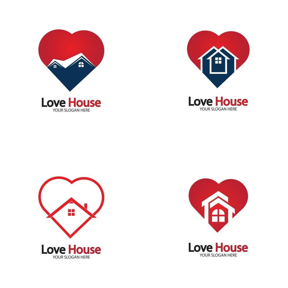 hou van huis logo hart en huis icoon vector