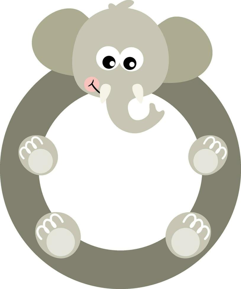 grappig schattig olifant ronde kader vector