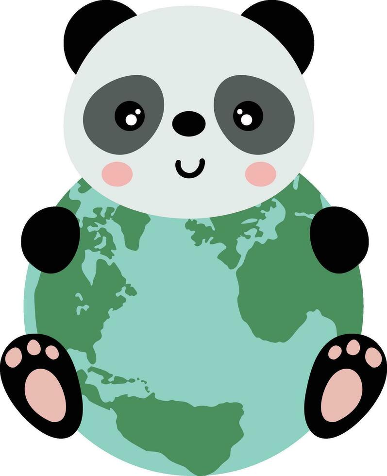 schattig panda met een wereldbol vector