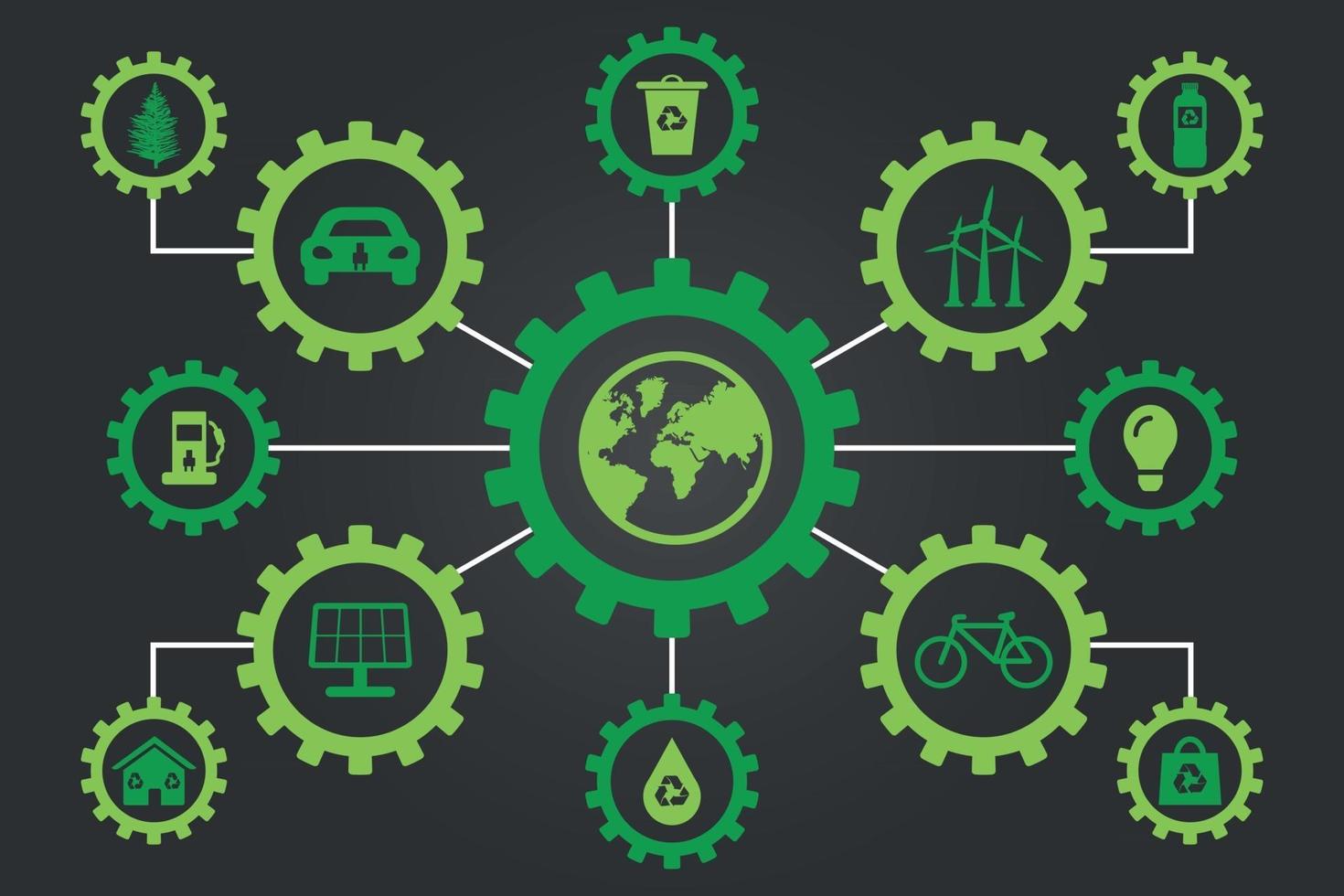 infografie tandwiel ecologische pictogrammen vector