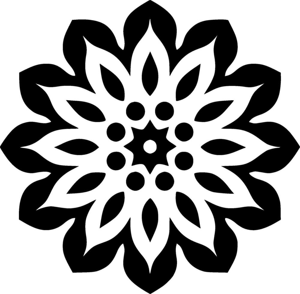 mandala - zwart en wit geïsoleerd icoon - vector illustratie