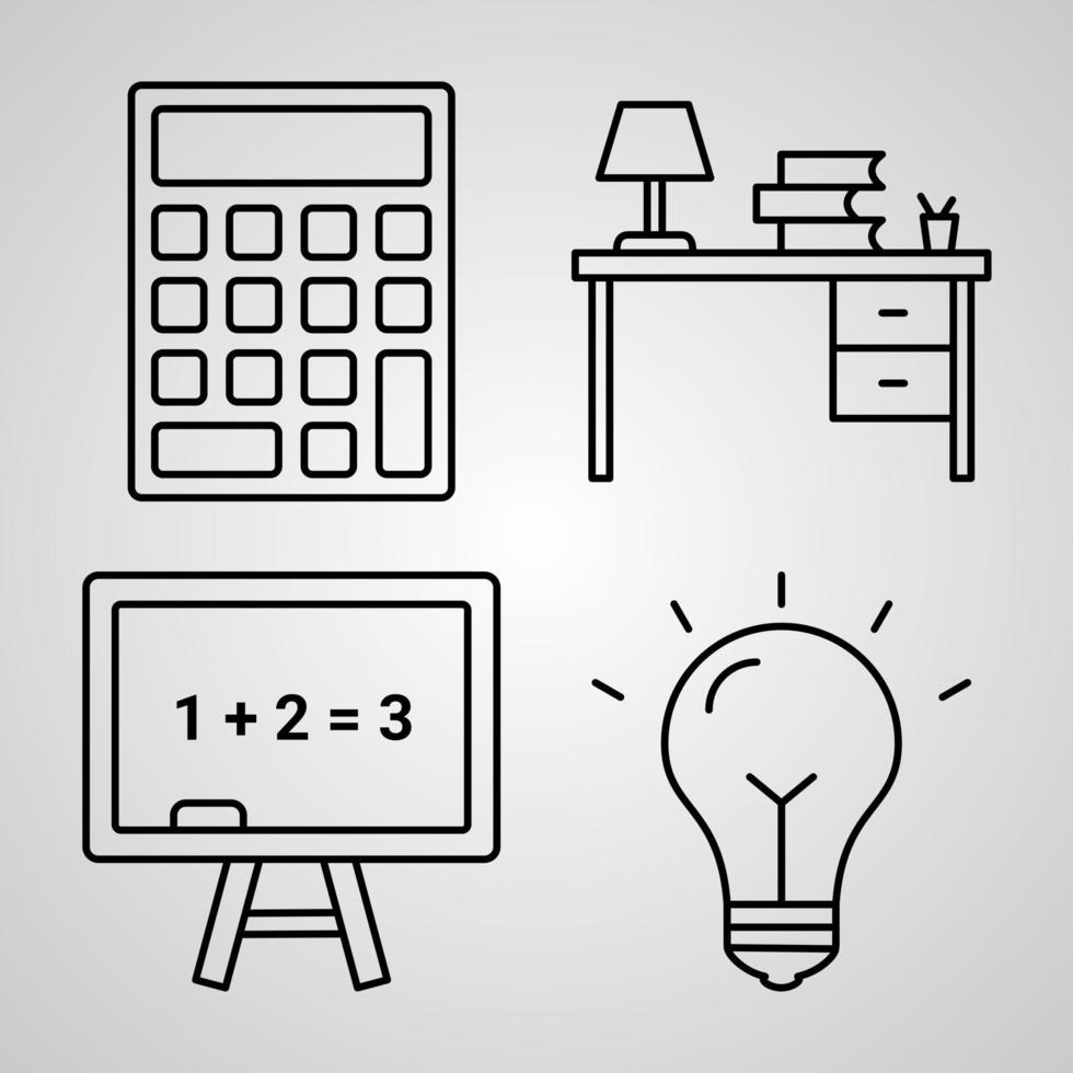 onderwijs en leren lijn iconen set geïsoleerd op wit overzicht symbolen onderwijs en leren vector