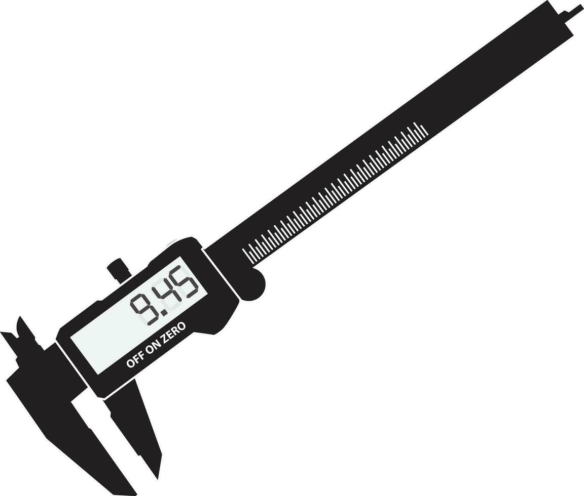 digitaal remklauw icoon. lcd elektronisch digitaal remklauw micrometer peilen nonius. vlak stijl. vector