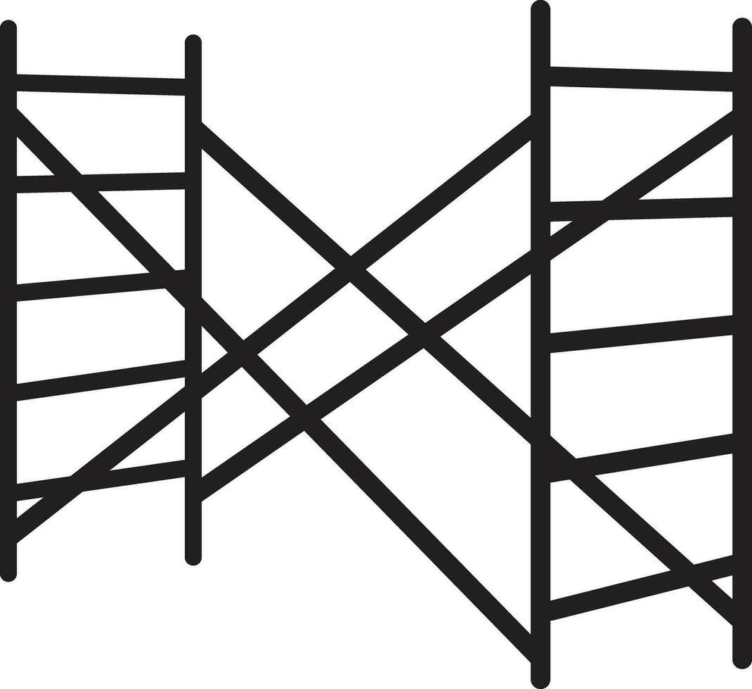 zwart stellingen icoon. stellingen teken. verkoop stellingen symbool. stellingen staal kader. vlak stijl. vector