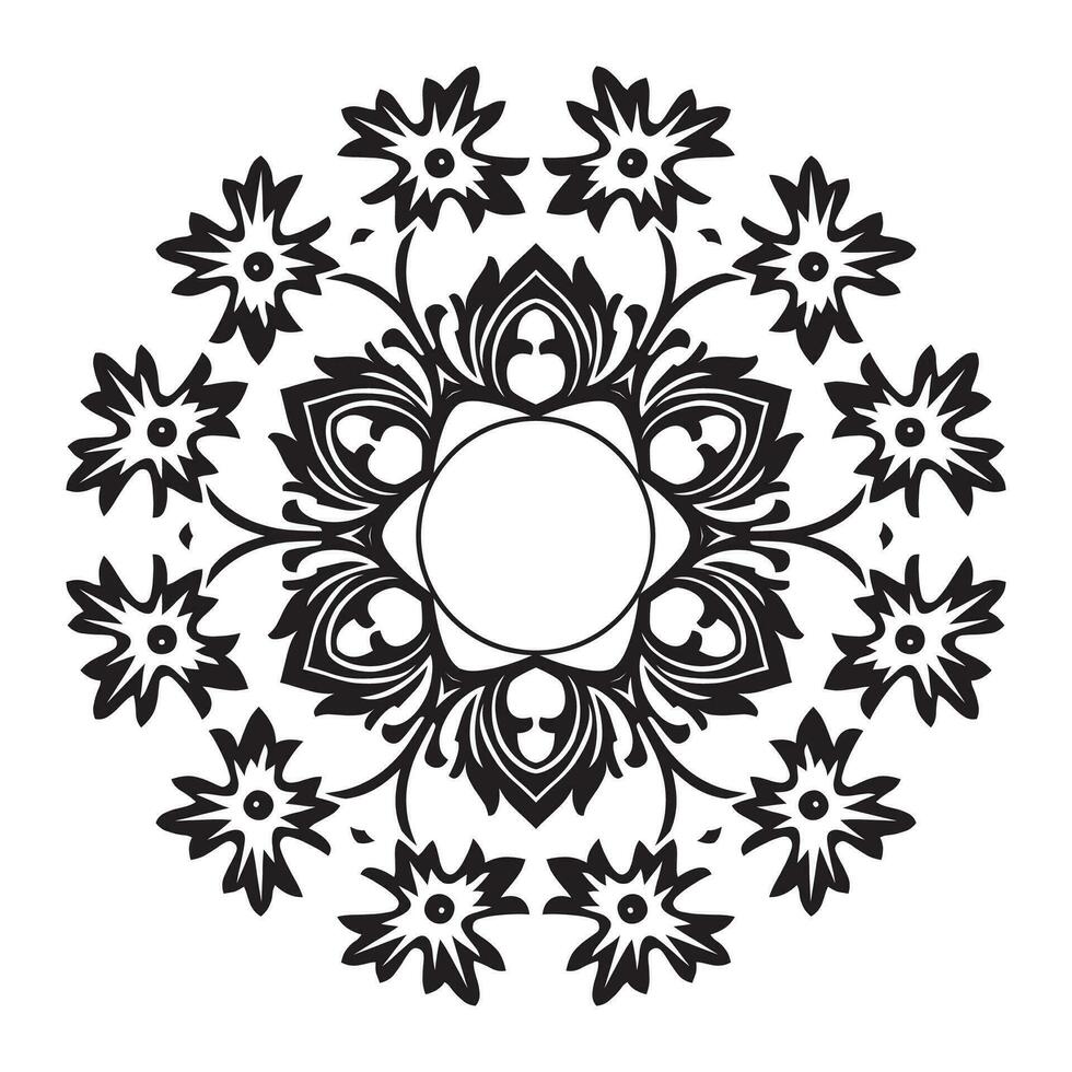 volwassen kleur bladzijde met bloemen mandala patroon. zwart en wit mandala tekening. bloemen mandala. lijn kunst mandala vector illustratie Aan wit achtergrond. ronde ontwerp element