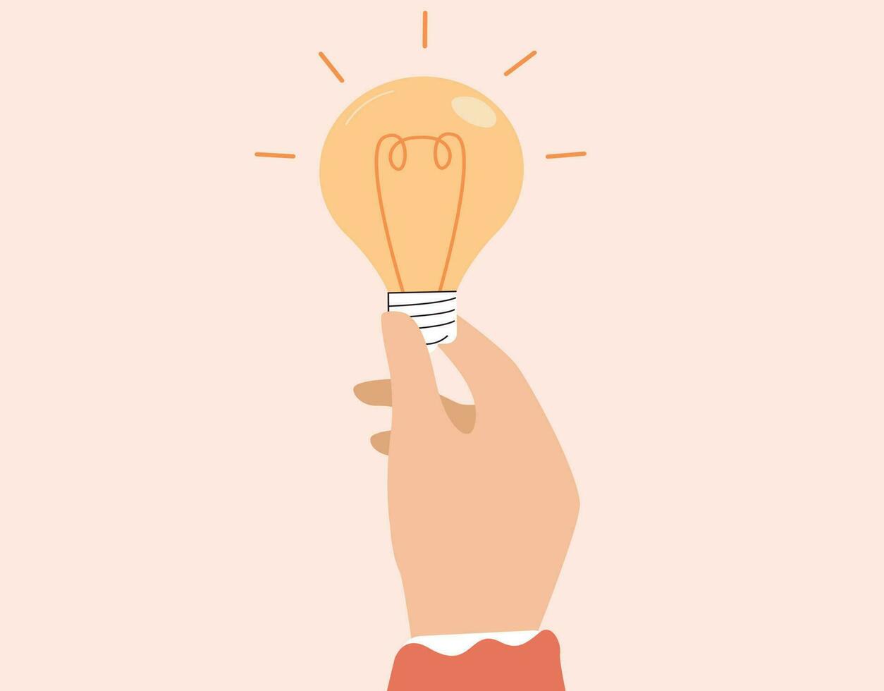 menselijk hand- Holding een groot elektrisch licht lamp. groeit bedrijf geïsoleerd concept. illustratie van creatief oplossingen, oplossen problemen en bedrijf ideeën naar maken geld. vector illustratie