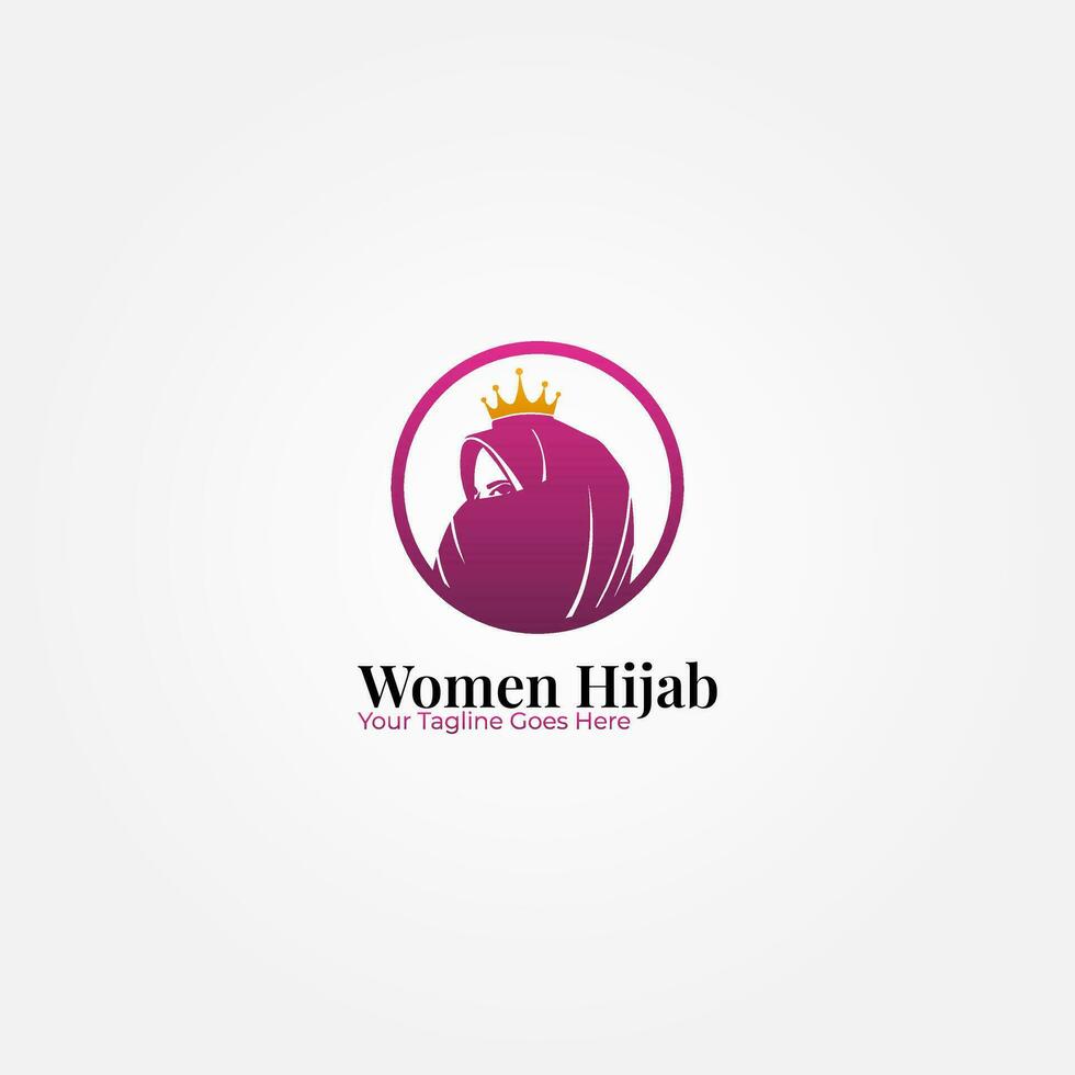 mooi hijab vrouw logo vector ontwerp vervelend een helling Purper kroon